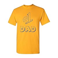 #1 Dad Best Father Gift Funny Adult T-Shirt Tee (Large, Gold)