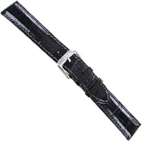 18mm Di Modell Shiny Black Genuine Louisiana Alligator Stitched Watch Band Reg