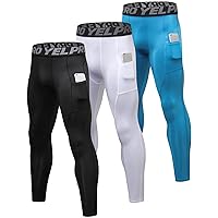 3 Pack Mens Compression Pants Athletic Workout Tights Leggings Cool Dry Running Gym Yoga Pants Active Sports Baselayer