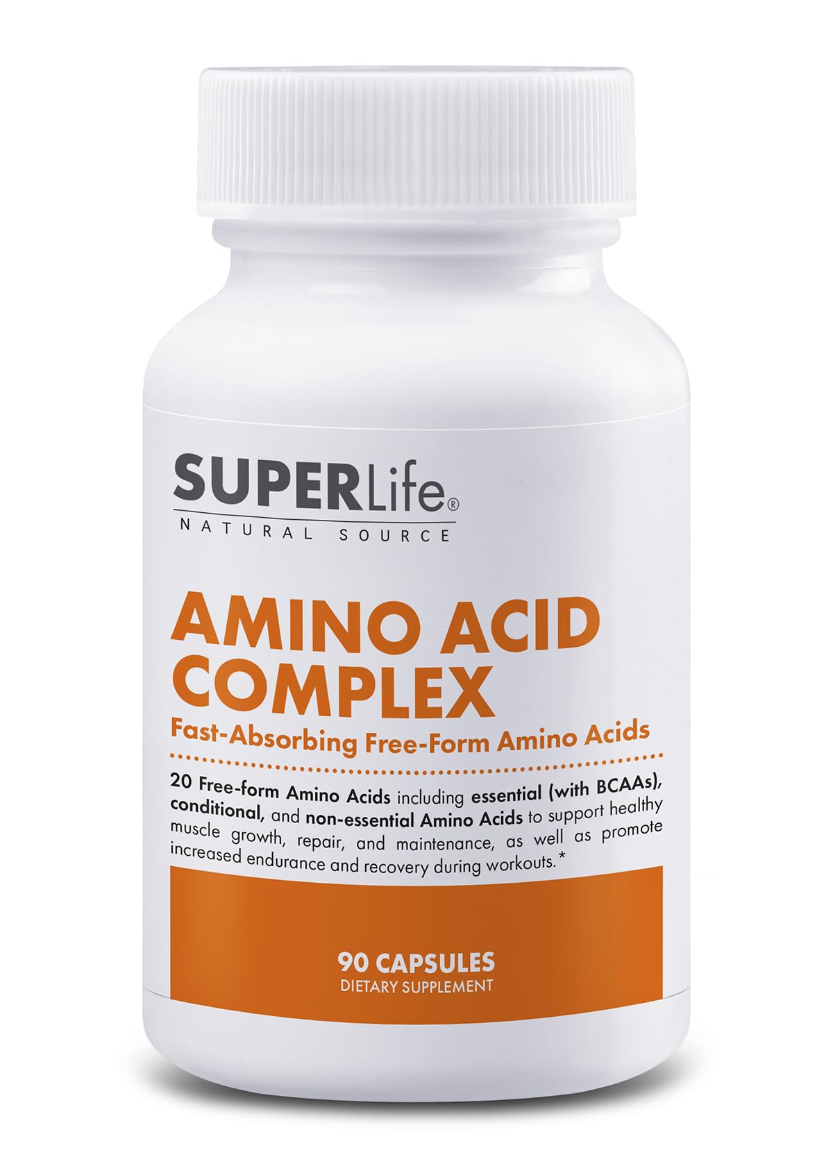 Amino Acid Complex - Fast Absorbing & Free Form Essential & Branched Chain Amino Acids BCAAs | Supports Muscle Growth, Strength & Recovery | Supplement - 90 Capsules