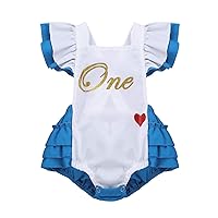 FEESHOW Infant Baby Girls Cute First 1st Birthday Outfit Flutter Sleeve Romper Bodysuit Princess Halloween Costumes