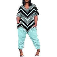 Plus Size Jumpsuits for Curvy Women Casual V Neck Short Sleeve Zipper Overalls With Pockets Wide Long Jumpsuits
