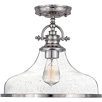 Quoizel GRTS1714BN Grant Classic Americana Clear Seedy Glass Medium Semi-Flush Mount Ceiling Light, 1-Light 100 Watt, 13