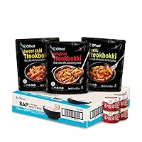 O'Food Korean Ready-to-Eat Bundle A, Tteokbokki, Instant Rice 12 PACK, Can Kimchi 4 PACK
