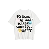 Girl's Cute Letter Graphic Oversized T Shirts Short Sleeve Drop Shoulder Shirts Loose Tee Summer Tops