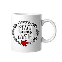 Red Bird Peace on Earth Ceramic Coffee Mug 11oz Novelty White Coffee Mug Tea Milk Juice Christmas Coffee Cup Funny Gifts for Girlfriend Boyfriend Man Women