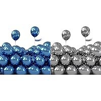 PartyWoo Metallic Blue Balloons 50 pcs 5 inch and Metallic Silver Balloons 50 pcs 5 inch