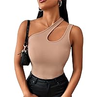 Spring Summer One Shoulder Tank Tops for Women 2023 Trendy Going Out Tops Fashion Ribbed Knit Shirts