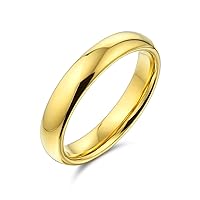 Basic Plain Simple Dome Couples Classic Black Rose Gold Plated Titanium 4MM Wedding Band Ring For Men Women Comfort Fit