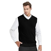 TopTie Men Business Solid Color Plain Sweater Vest, Cotton Fit Casual Pullover