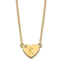 Jewels By Lux Initial Heart with Diamond Cable Chain Necklace (Length 18 in)