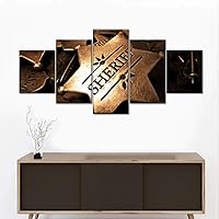 MentCh Canvas Roll Art Posters 5 Pieces Large Canvas Art Wall Decor for Home Sheriff Star Badge Canvas Wall Art Contemporary Wall Art Wall Decor for Living Room Unframe