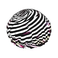 spiral optical illusion gif Print Shower Cap, Bath Shower Caps for Women Long Hair, Double Layer Waterproof Bathing Shower Hat