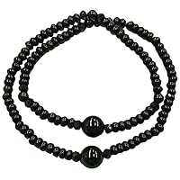 Kyoto Rosary Beads HS04P Breath Black Onyx, 108 Ball, Large, 6 Black Onyx + Spinel Kiriko, Plastic Case Included