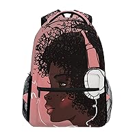 ALAZA African American Afro Music Backpack for Girls Kids Student Personalized Laptop iPad Tablet Travel School Bag with Multiple Pockets for Men Women College