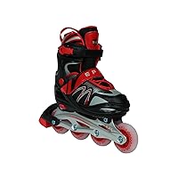 Epic Skates Drift Adjustable Inline Roller Skates W/LED Light Up Wheels, Black/Red, Adult 5-8