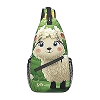 Cute Cartoon Sheep Sling Bag Lightweight Crossbody Bag Shoulder Bag Chest Bag Travel Backpack for Women Men