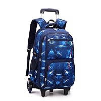 EKUIZAI Star Print Kids Trolley Backpack Primary School Rolling Backpack for Boys Elementary School Bookbag with Wheels