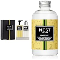 NEST Fragrances Grapefruit Liquid Soap and Hand Lotion Gift Set 10 Fl Oz (Pack of 2) & Grapefruit Reed Diffuser Liquid Refill 5.9 Fl Oz (Pack of 1)