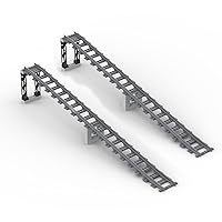 City Flexible Train Tracks Building Block, Train Track Pieces and Train Track Expansion are Compatible with All Major Brands. (2pcs Slope Track + Support Accessories)