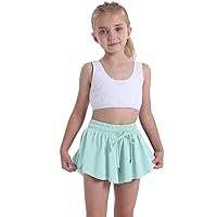 Girls' Summer Leisure Fashion Yoga Suit Running Fitness Tennis Short Skirt Trouser Pocket Toddler Girl