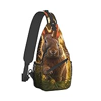 Sling Bag for Women Men Crossbody Bag Small Sling Backpack A Rabbit Chest Bag Hiking Daypack