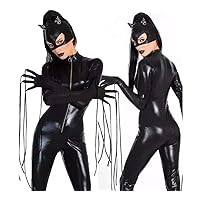 Club Clothing,Patent Leather Long-Sleeved Catwomen