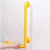 L-Shaped White Yellow Grab Bar - Handicap Anti Slip Safty Railings for Bathroom - Adjustable Toilet Handrail with Luminous Aid Stainless Shower Rail for Elderly