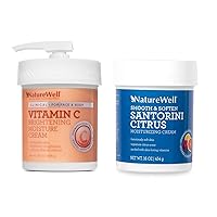 NatureWell Clinical Vitamin C + Santorini Citrus Cream Bundle, Non-Greasy, Ultimate Hydration, For Face & Body, 16 Oz Each
