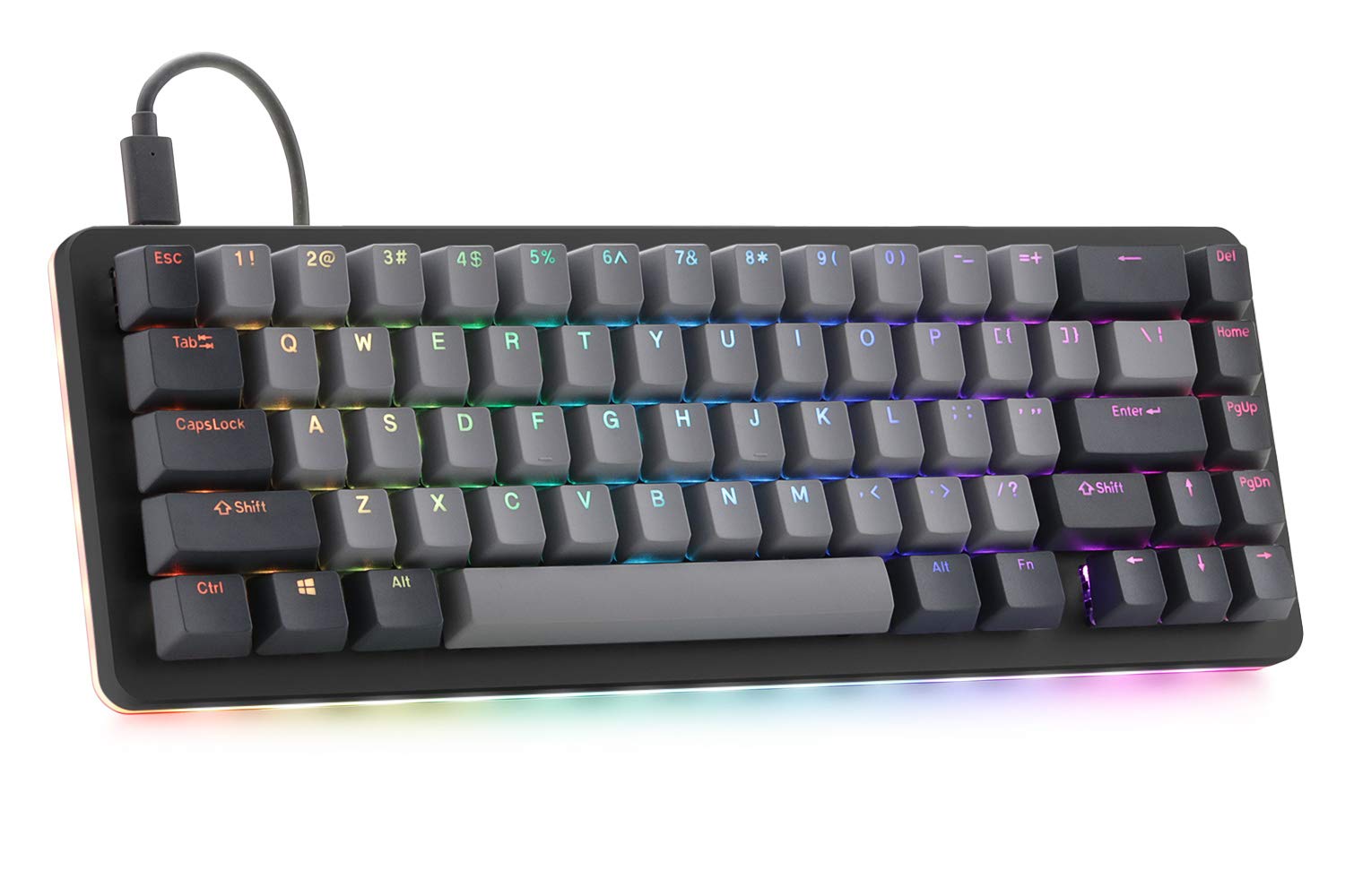 DROP ALT Mechanical Keyboard — 65% (67 Key) Gaming Keyboard, Hot-Swap Switches, Programmable Macros, RGB LED Backlighting, USB-C, Doubleshot PBT, Aluminum Frame (Halo Clear, Black)