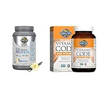 Garden of Life Organic Vegan Sport Protein Powder, Vanilla, 30g - Probiotics, BCAAs for Post Workout Recovery 19 Servings + Raw Vitamin Code Vitamin C, 120 Veg Capsules