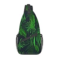 Sling Bag Green Animals Print Sling Backpack Crossbody Chest Bag Daypack For Hiking Travel