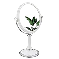 Tabletop Makeup Portable Two Sided 1X & 3X Magnifying Light-Weight Vanity Mirror with 360 Degree Swivel, ABS Plastic, White