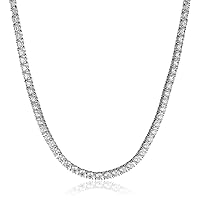 Amazon Collection Platinum Plated Sterling Silver Tennis Necklace set with Round Cut Infinite Elements Cubic Zirconia