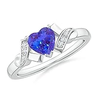 Sterling Silver 925 Tanzanite Heart-Shape 6.00mm Ring With Rhodium Plated | Ring For Women & Girls | Beautiful Design Ring For Gift For Her, Birthday, Occasions