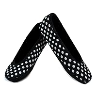 Women's Ballet Flat Slipper, Black/White Polka Dots, X-Large