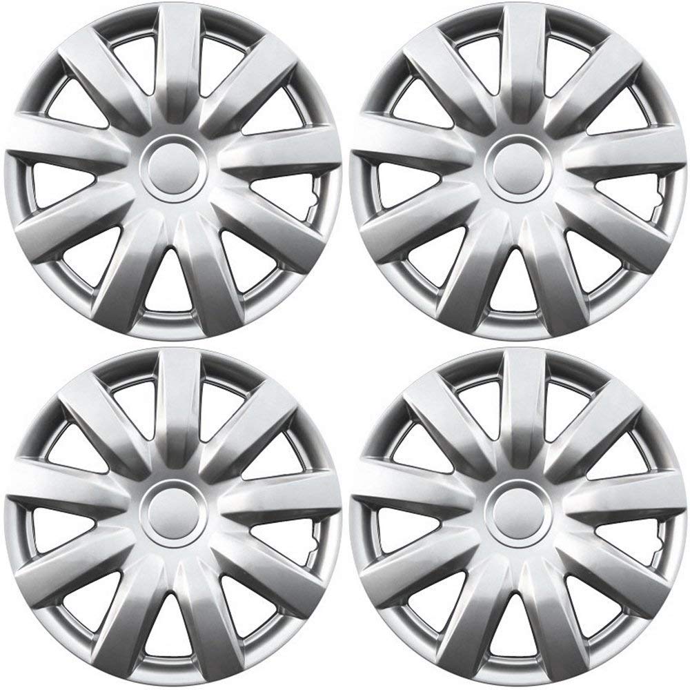 15 inch Hubcaps Best for 2004-2006 Toyota Camry - (Set of 4) Wheel Covers 15in Hub Caps Silver Rim Cover - Car Accessories for 15 inch Wheels - Snap On Hubcap, Auto Tire Replacement Exterior Cap