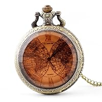 Watch Accessories Glass Double Earth Pocket Watch for Men and Women, Casual Quartz Retro Pocket Watch