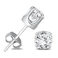 3/4 Carat TW Round Solitaire Diamond Stud Earrings in .925 Sterling Silver