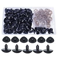 ARTCXC 50Pcs 14 * 20mm Large Black Plastic Triangle Safty Nose with Washers for Doll, Puppet, Plush Animal Hand Making Craft