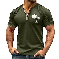 Vintage Tees for Men Summer Hiking Top Mens Short Sleeve Casual Graphic Blouse Button Down Comfort V Neck Shirts Men