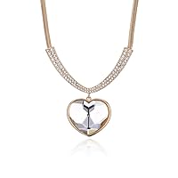 Ouran Crystal Heart Pendant Necklaces for Women,Charm Gold and Silver Long Chain Necklace Great Gift for Girls,Mom,Friends