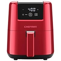 CHEFMAN 2 Qt Mini Air Fryer – Digital Space-Saving Compact Air Fryer with Nonstick and Dishwasher Safe Basket, Quick & Easy Meals in Minutes, Features Digital Timer and Shake Reminder – Red