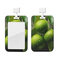 Sour Citrus ID Badge Holder with Lanyard Sliding ID Card Holders Vertical ID Card Protector Case Hard Plastic Work Badge Sleeve for Women Men