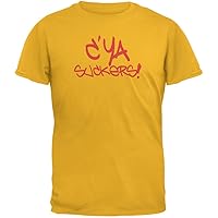 Old Glory Graduation - C'Ya Suckers Funny Gold Adult T-Shirt - Medium