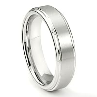 MFC White Tungsten 6MM Wedding Band Ring w/Raised Center Size 7-13