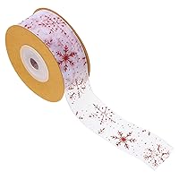BESTOYARD 1 Roll Transparent Snowflake Ribbon White Christmas Tree Ribbon Christmas Tree Ribbon White Ice Wire Clear Garland Xmas Gifts Decor Gift Wrapping Supplies Wreath Wired Polyester