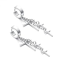 Three Colors Gold-plated Silver Studded Cross Earrings, Gold/silver, Hip-Hop Stud Earrings For Boy&Girls Piercing, Titanium Steel