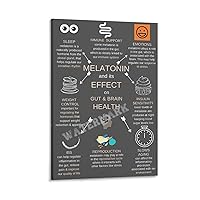 LTTACDS Melatonin And Its Effect on Gut & Brain Health Poster Canvas Painting Wall Art Poster for Bedroom Living Room Decor 24x36inch(60x90cm) Frame-style