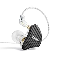BASN Mix-PD in Ear Monitor,1Planar Driver + 1Dynamic Driver HiFi IEM Earphones with CNC Crafted Metal Cover, Wired 0.78mm 2-Pin Silver Plated Detachable Cable for Musicians (Black)